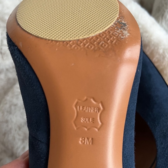 Tory Burch Elana Navy Suede Pumps - Picture 10 of 16